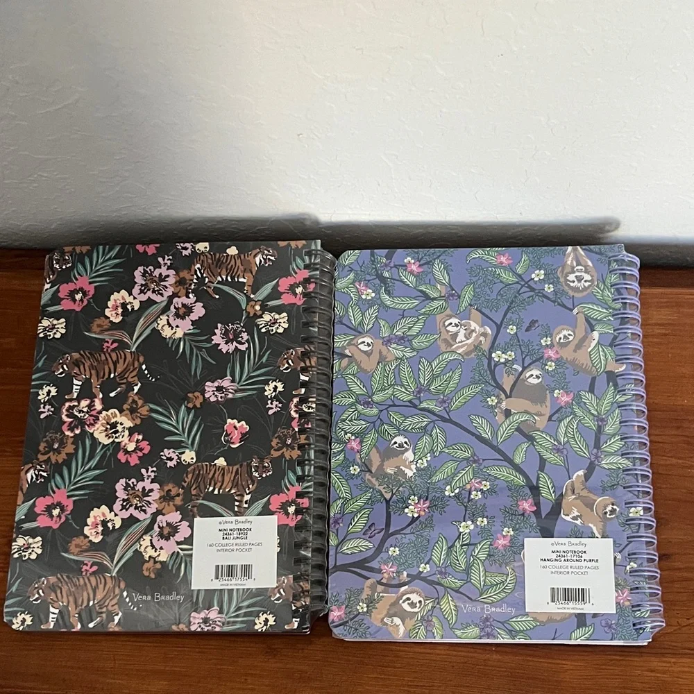 Vera Bradley Jungle and Floral Notebooks - Sloths or Tigers NIP